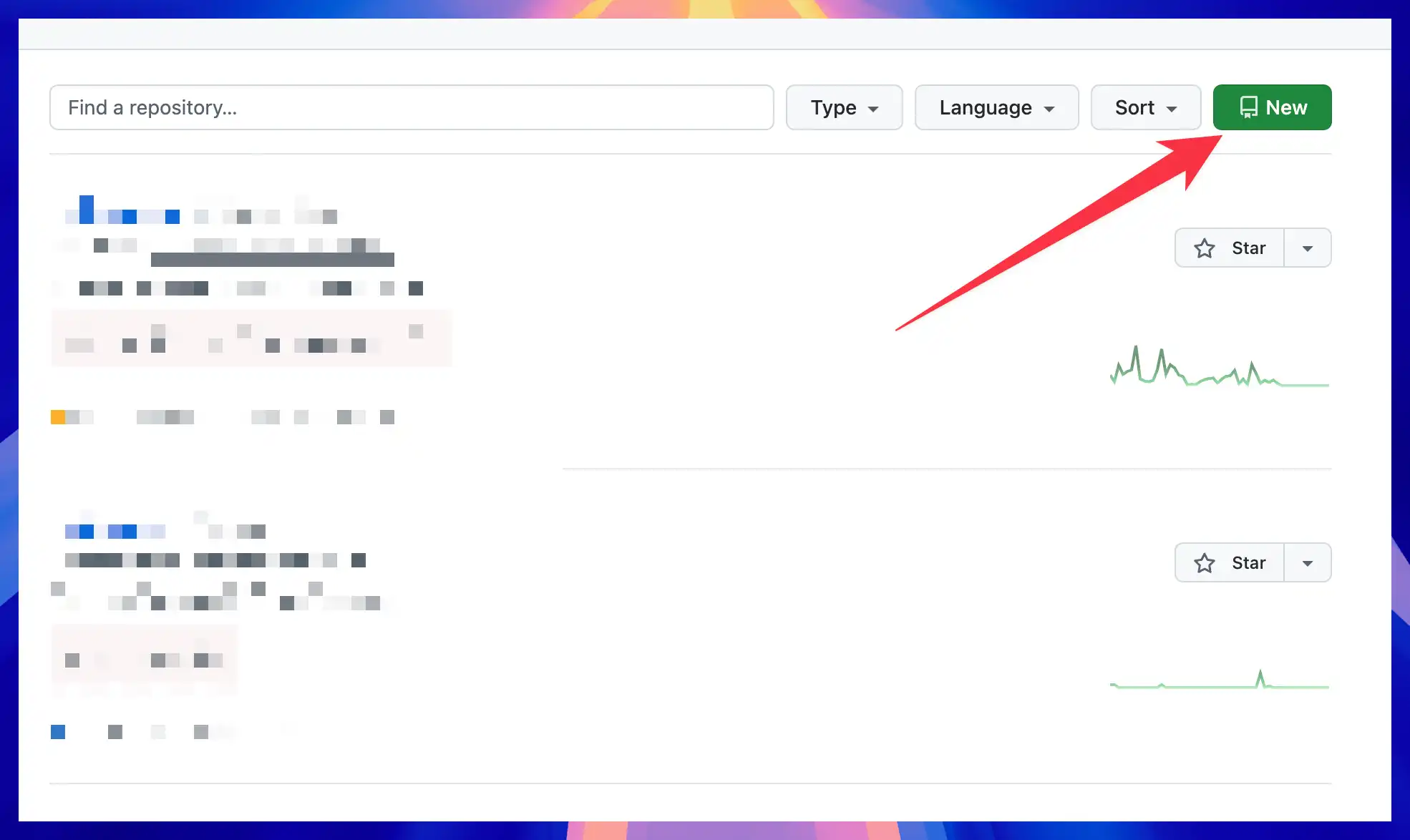 GitHub new repository button