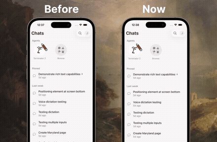 iOS AI chat performance demo: smoother scrolling and double-tap to copy a reply