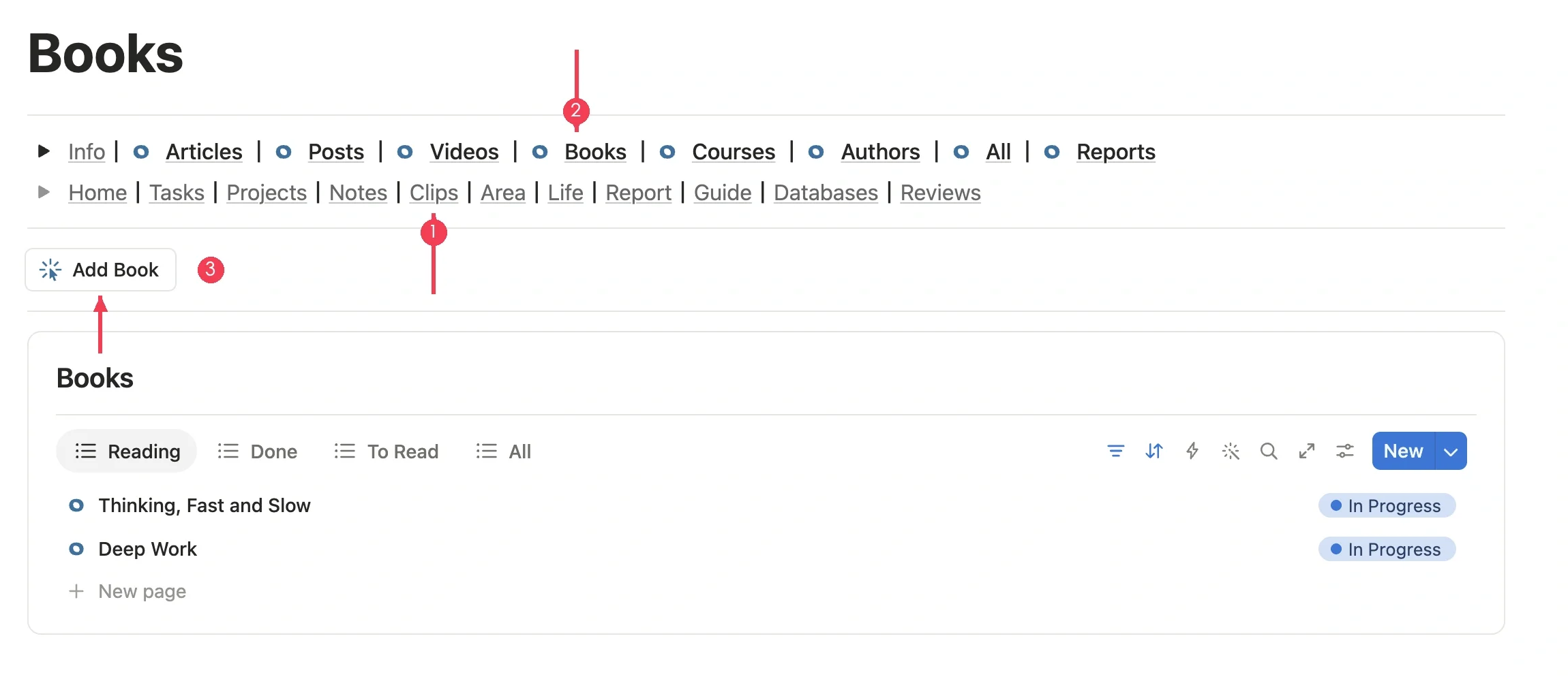 Click Add Book in the books module