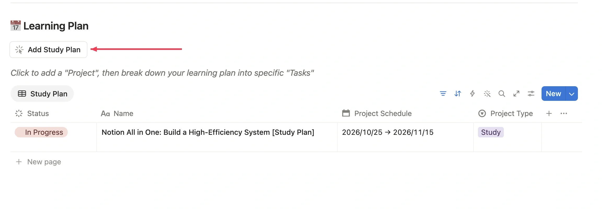 Add a study plan on a course page
