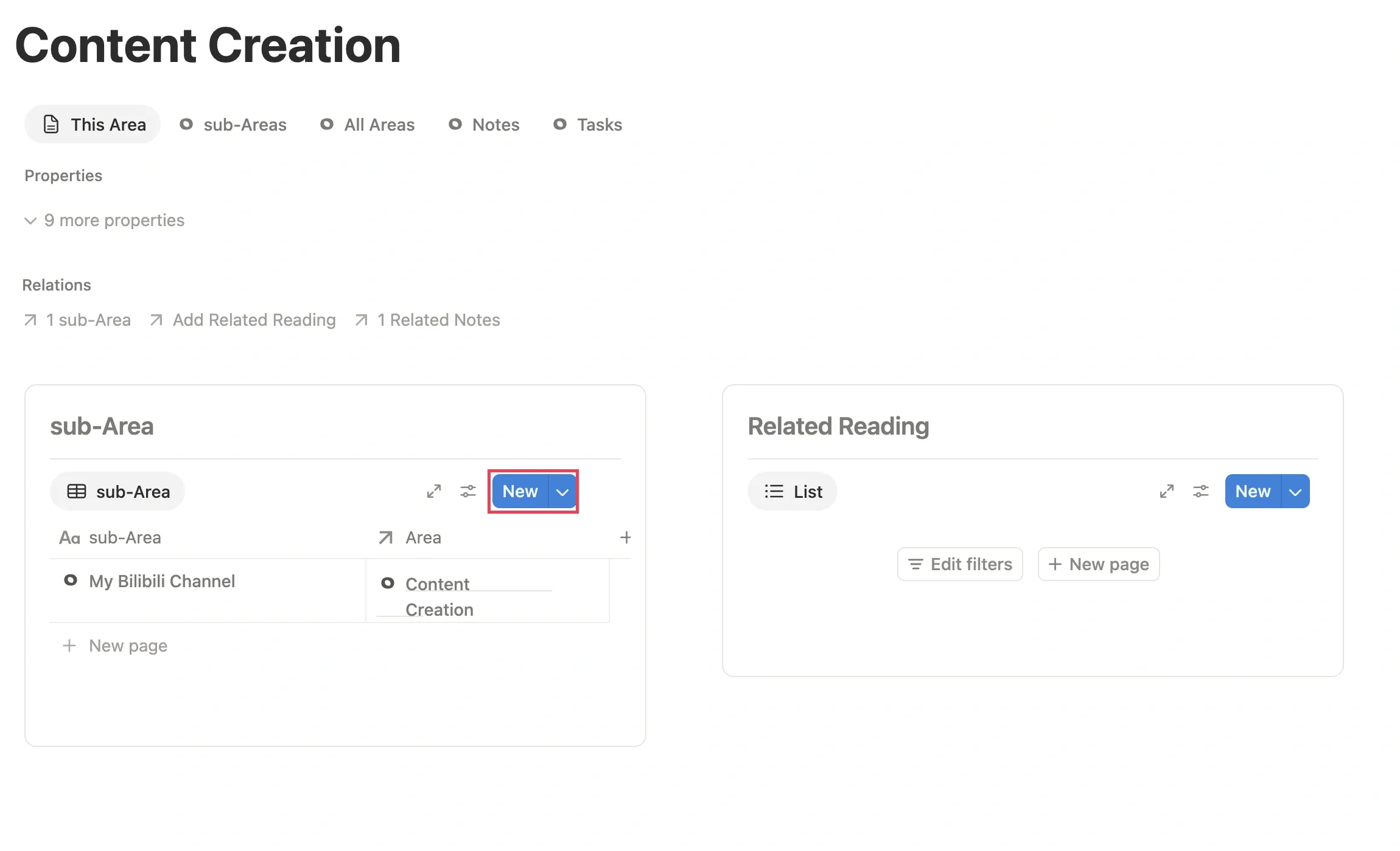Creating the “My Bilibili Channel” sub-Area on the Content Creation Area page