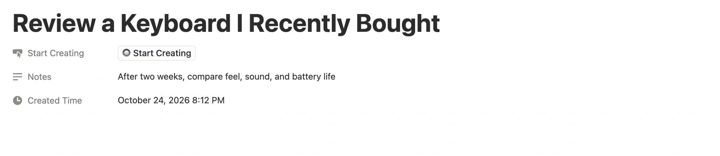 Writing a title and notes in the new Topic page that pops up