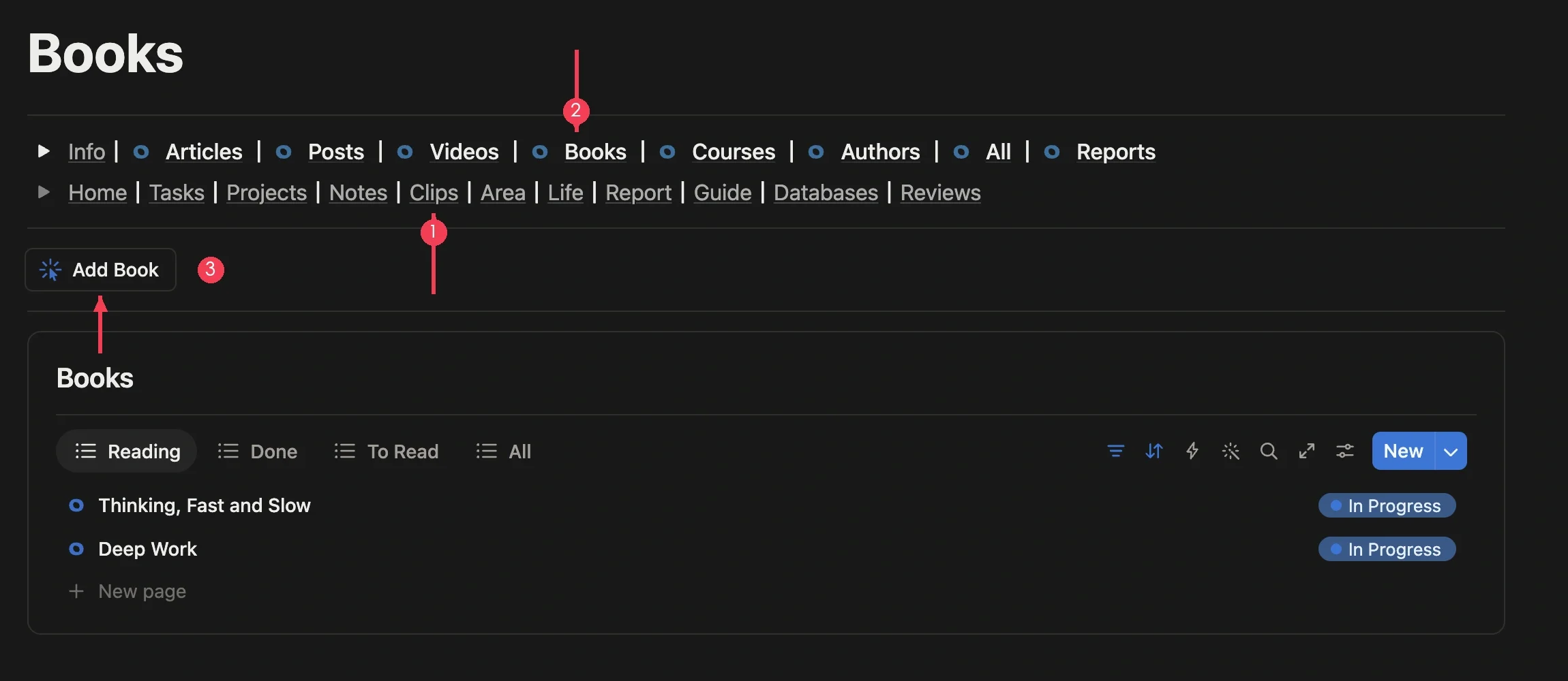 Click Add Book in the books module