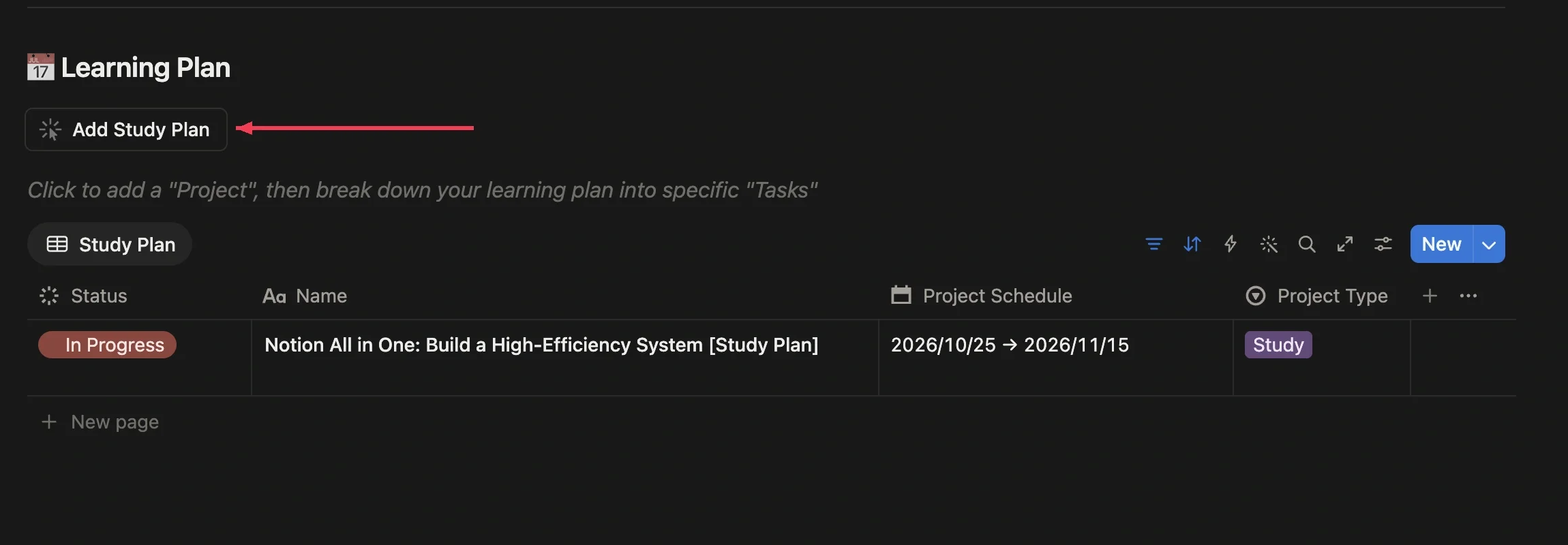 Add a study plan on a course page