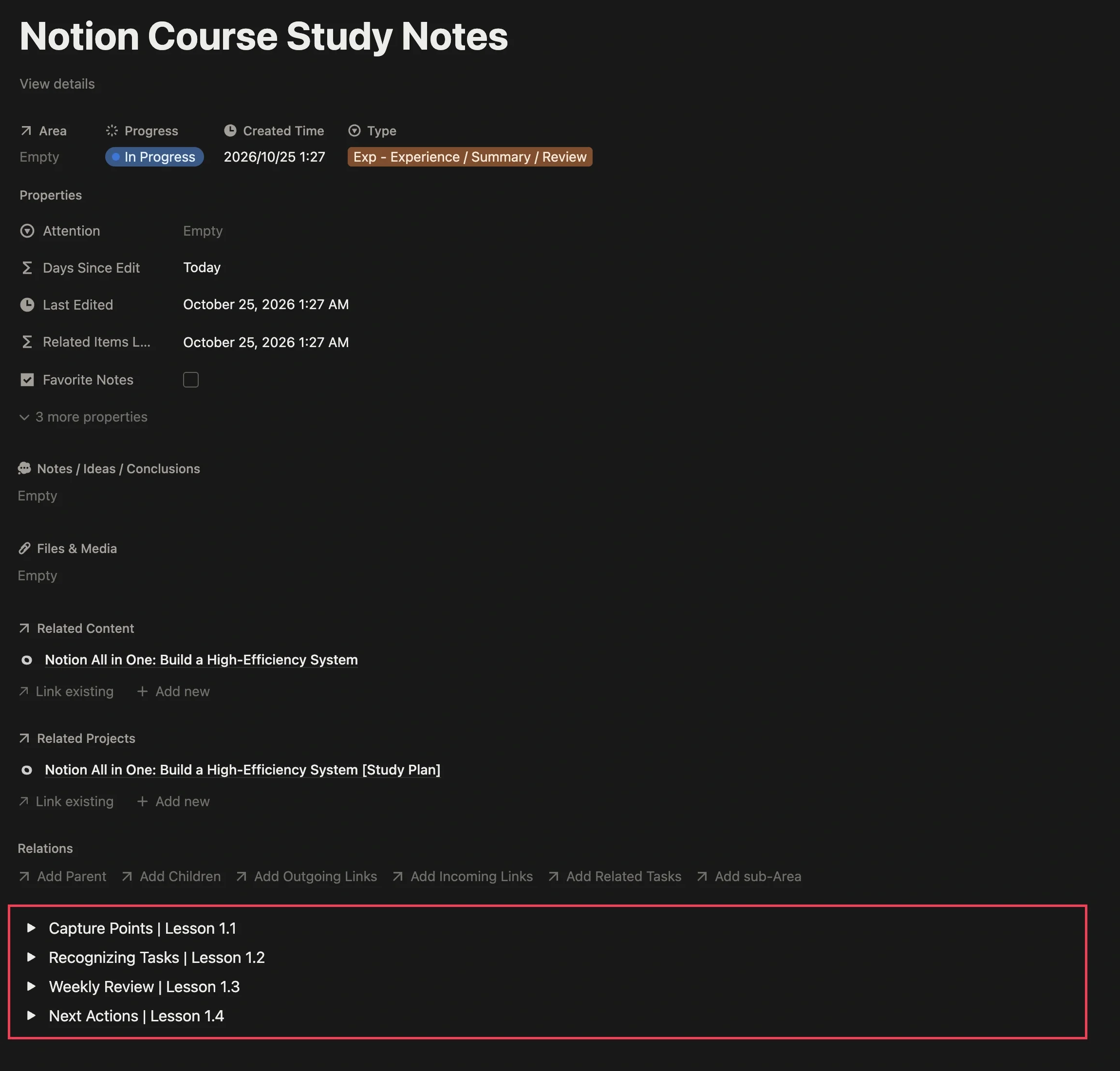 Collect course knowledge points in one note