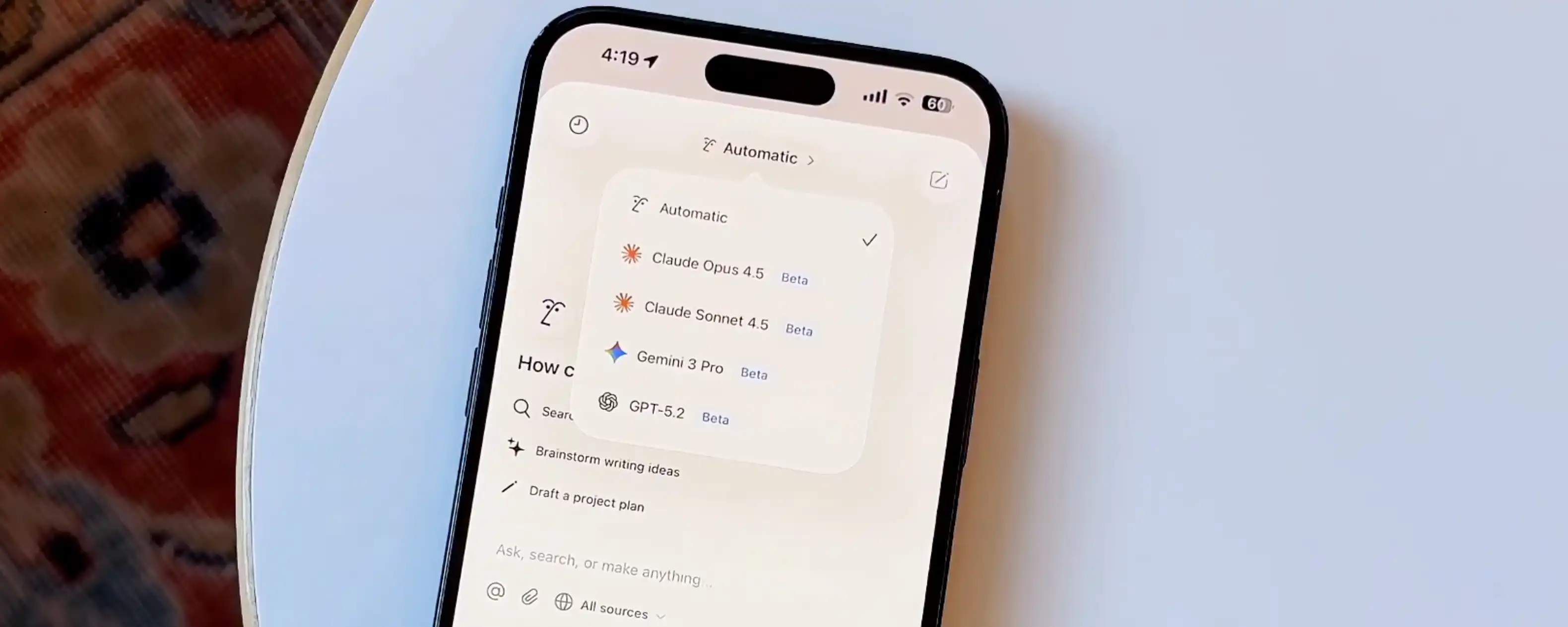 Notion 移动端模型选择器